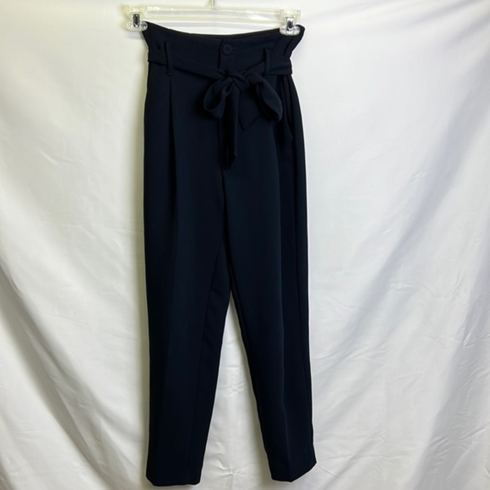Mango Suit Paper Bag waist Navy Dress Pants Womens Size 2